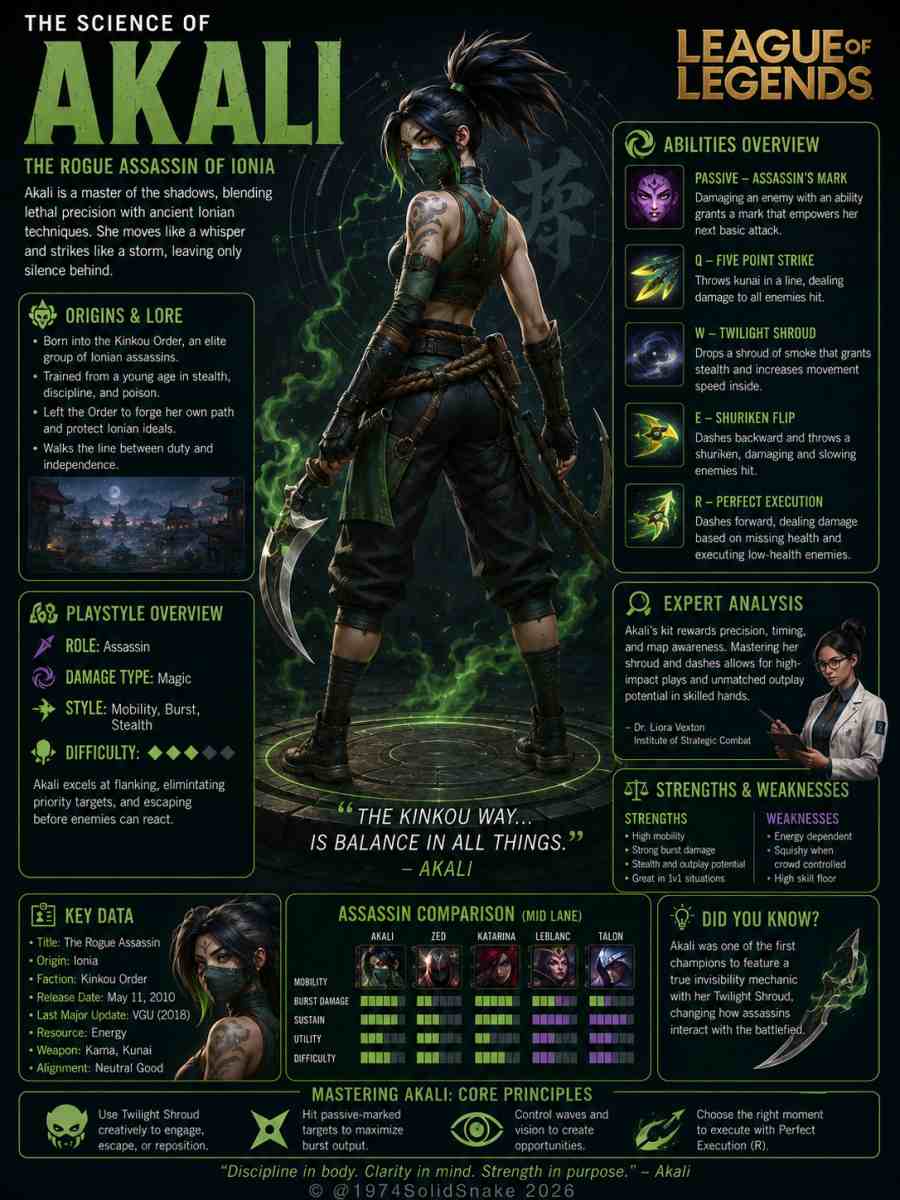 [Infographic] Legend: Akali (League of Legends)