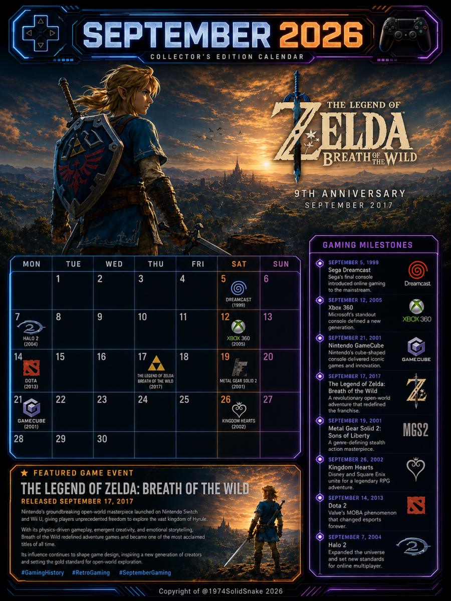 Gaming Legacy Calendar: SEPTEMBER 2026